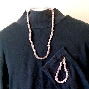 2 PIECE SET Vintage Purple Puca Shell Necklace & Bracelet for Men Women Unisex
